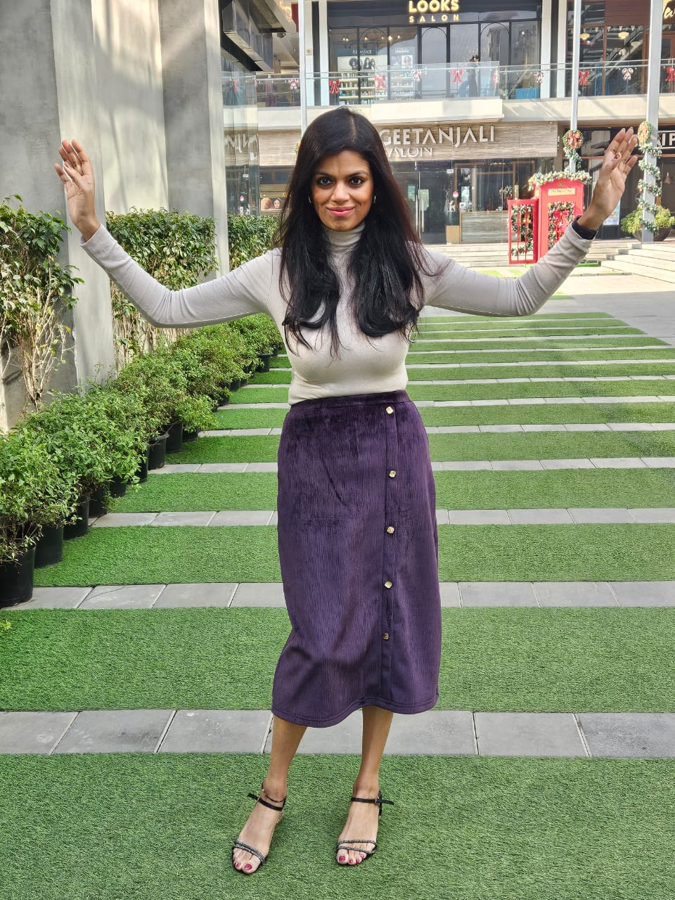 Women High Waist Button Skirt | Winter Corduroy Long Skirt