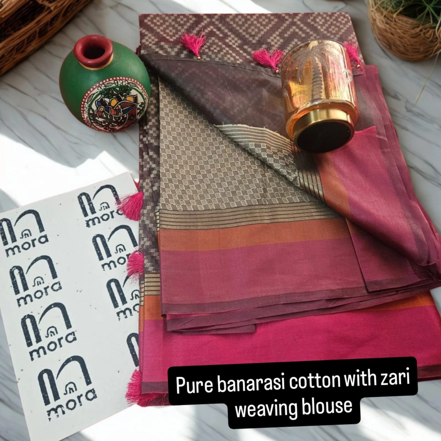 Pure banarasi cotton with zari weaving blouse